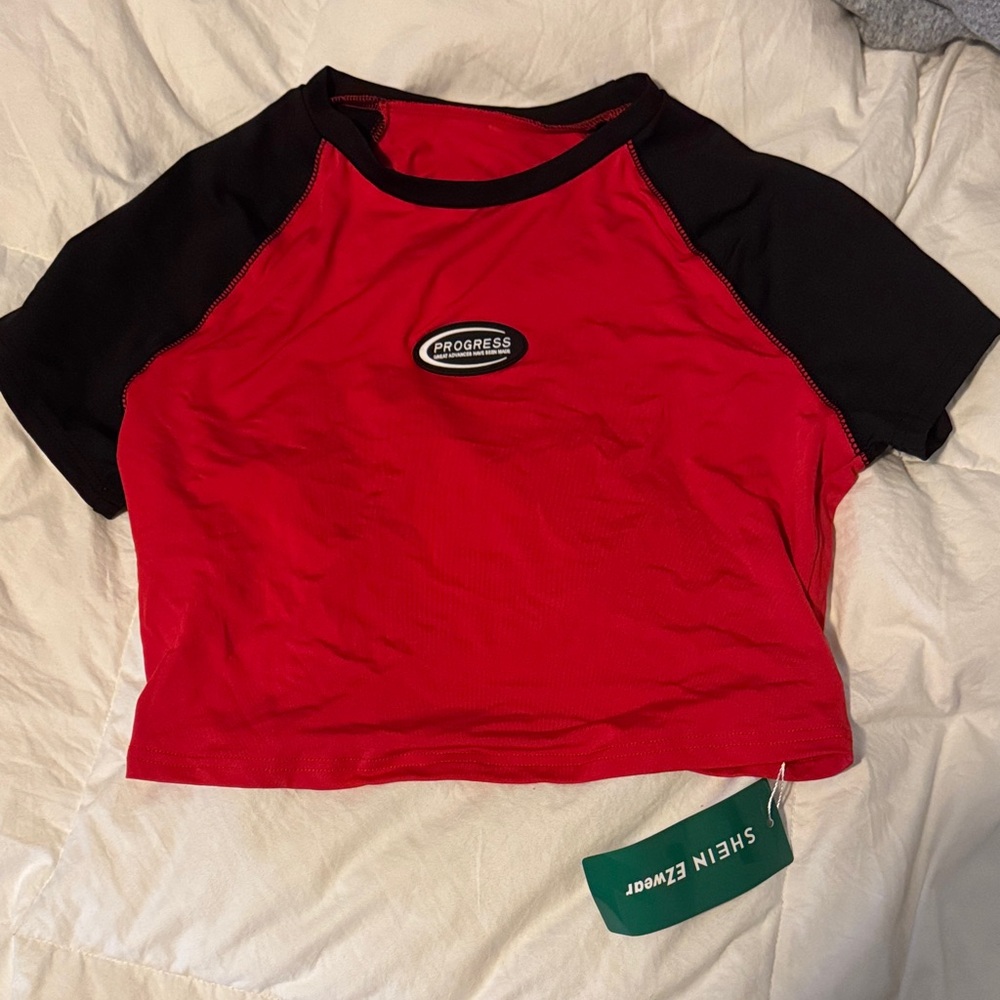 SHEIN Red and Black Raglan Tee